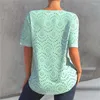 Blouses pour femmes Mode Femmes Évider 2023 Été Vintage Manches courtes Volants Tops Sexy Col V Dames Chemises