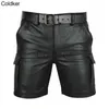 Shorts pour hommes Été Streetwear Tendance Hommes PU Faux Cuir avec Poches Discothèque Porter Casual Mode Médiévale Punk Costumes 5XL 230411