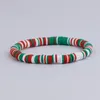 Bracelets de charme Joy Joyeux Noël Père Noël Arbre Cerf Poterie douce Élastique Perles Bijoux Femmes Filles Garçon Cadeau (A SET-5PCS)