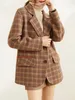 Kadın Yün Karışımları İlkbahar ve Sonbahar İmitasyon Kaşmir Kış Paltosu Kafes Korece Versiyon Gevşek Ceket Kadınlar Takım Moda Mizaç Basit Paltolar 231110