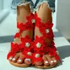 Sandalen Damen Sandalen Boho Stil Sommerschuhe für Damen Flache Sandalen Strandschuhe Blumen Flip Flops Chaussures Femme 6 Farben 3544 230410