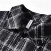 メンズジャケット日本語スタイルの格子縞のファッションスプリングコートメンズ長袖フランネルシャツヒップホップジャケット黒と白のクラシック