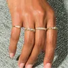 Dainty Minimalist Stacking Ring For Women Trend Cubic Zircon Gold Color Crystal Finger Accessories for Female Jewelry Gift R737