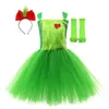 Girl's Dresses Kids Girls Christmas Green Monster Tutu Dress for Kids Girls Headband Halloween Carnival Party Outfits 231110