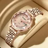 Kvinnors klockor Poedagar Women Fashion Rose Gold Steel Quartz Watch Waterproof Luminous Week Date Swiss Brand Ladies Wristwatch Armband 230410
