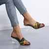 Sandali Fashion Strange Style Heel PVC Trasparente Clear Women Peep Toe Summer Design Pantofole Weave Outdoor Shoes 230411