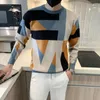 Erkek Sweaters Moda O yakalı Baskılı All-Match T-Shirt Giyim 2023 Sonbahar Büyük Boyutlu Sıradan Küleyler Uzun Kollu Kore Tişört
