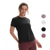 Lu Lu Lemens Female Yoga Clothes Autumn Summer Fitness Sports T-shirt Running Speed ​​Dry Training Breattable Short Sleeve Shirt