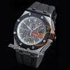 APF 44mm 26400io A3126 Automatic Chronograph Mens Watch Silver Gray Index Black Ceramic Camouflage Rubber Technology Super Puretimewatch