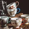 Nordic Style Retro handbemalte Keramik Kaffeetasse Teetasse Haus Frühstück Milk Tasse Kaffee Tasse Becher handbemalte Tierwasser Tasse 21216f