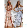 Fashion-Womens Summer Boho Maxi Long Dress Evening Party Beach Chain Dresses Sundress Floral Halter Dress Summer