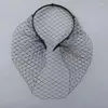 Headpieces birdcage véu branco bandana para nupcial russo tule fascinator rosto máscara de cabelo jóias acessório casamento curto blush