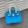 Bag Designer Tote Sky Blue Lychee Grain Top Layer Cow Leather Leather Women's Bright Soft Leather Handbag Single Shoulder Messenger