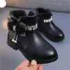 Kids Boots Bowknot Leather Rhinestone Girls Ankle Boots Autumn Winter Children Martin Boots Cute Toddler Baby Short Boots