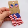 Dangle Chandelier New Independence Day Earrings Set American Flag Round Heart Fivepointed Star Sunflower Leather Earrings for Women Jewellery Z0411