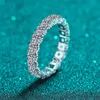 Com pedras laterais Smyoue 2,1ct anéis de ouro branco para mulheres 100% 925 Sterling Silver Completity Diamond Band Ring de casamento GRA 230410