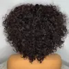 180density Curly Human Hair Wigs For Women Short Bob Wigs Black/Red/Blonde Pixie Cut Wig Kinky Curly Synthetic Wig With Bangs
