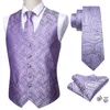 Men's Vests Barry.Wang Fashion Men Suit Vest Purple Paisley Waistcoat Silk Tailored Collar V-neck Check Tie Set Formal Leisure M-2041