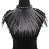 Chokers Exaggerated Gothic PU Leather Long Tringe Necklaces Women Punk Leather Necklaces Strange Handmade Jewelry 230410