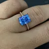 Bagues de cluster YULEM 3ct 7 9mm Radiant Cut Bleu Moissanite Anneau Pour Les Femmes Bijoux S925 Plaqué Argent 18K Or Rose Fiançailles De Mariage