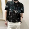 Heren t shirts mode o-neck losse Korean bedrukte t-shirt herenkleding 2023 zomer oversized casual pullovers shirt met korte mouwen shirt