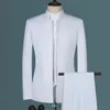 Garnitury męskie mody mody męski butikowy butik biały stojak na kołnierz chiński styl 3 szt. Zestaw garnituru Slim Fit Blazers Kurtat Patters kamizelka 231110