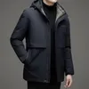 Parka da uomo in piumino Piumino di cotone di fascia alta da uomo cappello staccabile moda invernale business casual ispessito caldo cappotto con cappuccio 231110