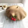 Beretti fatti a mano in feltro in feltro di lana di lana personalizzato a mano Autunno e donne invernali Cartoon Floom Flower Flower Beanie Hatberi