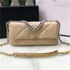 10a Top Tier Mirror Quality Flap19 påsar Small 26cm Real Leather Quilted Flap Black Purse Luxury Designer Womens Crossbody Shoulder Gold Strap Box Chian Bag Handväskor