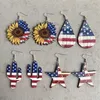 Dangle Chandelier Drapeau américain imprimé Bois Oncle Sam Top Gat Boucles d'oreilles pour Femmes Patriotique 4 Juillet Memorial Day Boucles d'oreilles Independence DayGifs Z0411