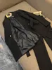 2023 herbst Schwarz Einfarbig Zwei Stück Hosen Sets Langarm Kerbe Revers Gürtel Blazer Top Mit Lange Hosen Set 3 stück Blazer Anzüge O3N02812