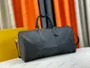 Мужская дизайнерская сумка Duffle - Black Graphite Keepall 50 N40443: Damier Infini Leather, классическая шахма