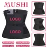 MUSHI Private Label 2 Straps 9 Steel Bones Corset Neoprene Women Workout High Quality Waist Trainer Shaper Belt