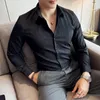 Męskie koszule jesienna zimowa fala w paski koszula dla mężczyzn długie rękaw Slim Fashion Business Formal Dress Social Party Bluzka