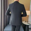 Erkek Suit Blazers İngiliz Tarzı Blazer Ceket Erkekler Giyim İşi Formal Giyim İnce Fit Sıradan Smokin Takımları Yüksek Kaliteli Siyah 231110