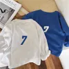 T Shirts HoneyCherry Spring Boy S Long Sleeved T Shirt Children S Blue Tops Baby Bottom Shirt Barnkläder 230411