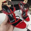 Tasarımcı Pompalar Yaz Elbise Ayakkabıları Kadın Moda Ayak Bileği Kayışı Patent 10cm Deri 10cm Katır Alfabe Stiletto Topuklu Sandals