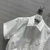 Women's Blouses & Shirts designer 2023 Spring New Fashion Simple Hem Drawstring Design Single breasted Lapel White NNCA