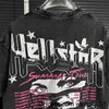 Мужские футболки Hip Hop Hellstar Cracks Women Women Portrait Pristrait Graphic Fut Forte Vintage Design Tshirt 2023 Мужская уличная одежда. Беспокойная футболка 4113