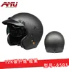 Motorcycle Helmets AMU 2023 Open Face 3/4 Helmet Retro Carbon Fiber Motorbike Helm Bike Motocross With For Men Women