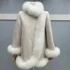 Frauen Unten Parkas 2023 Mode Natürliche Winter Pelzmantel Echt Kragen Kaschmir Wolle Woolen Frauen Jacke Luxus Outwear Damen weibliche 231110