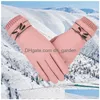 Cinco dedos guantes cinco dedos guantes moda mujeres otoño invierno lindo peludo guantes cálidos fl dedo mitones deporte al aire libre para dhgarden dhmfl