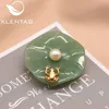 Pins Brooches XlentAg Natural Fresh Water Pearl Aventurine Lotus Leaf Frog Brooches For Women Pendant Dual Use Luxury Fine Jewelry GO0051 230411