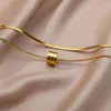 Naszyjniki wiszące 316L ze stali nierdzewnej Złoty kolor Tassel Twinny cylinder dla kobiet odpornych na rdzę dziewcząt biżuterię Prezenty ślubne