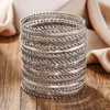 Bangle Light Luxury 19pcs/zestaw bransoletki nadgarstka dla kobiet Lady Bohemian wielowarstwowe geometryczne duże koło Znakomite pulseras mujer