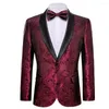 Costumes pour hommes Costume de créateur Hommes Blazer en soie Bowtie Set Violet Bleu Rose Fleur Mâle Veste Manteau Slim Casual Robe de mariée Barry.Wang