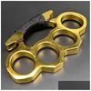 Knuckles de bronze engrossado metal dedo tigre segurança defesa knuckle espanador auto-defesa equipamento pulseira bolso edc tool5236247h dr dhint