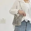 Sac de soirée sacs Designer argent métal paillettes chaîne tissé creux pochette femme voyage vacances épaule sac à main 231110