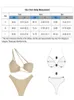 Kvinnors badkläder klippt ut bikini One Shoulder Baddräkt Strappy Shiny Cheeky Solid Two Piece High Bathing Suit Beachwear 230411