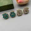 I9ke Jewelry Stud Designer Diamond Flower Earrings Letter Stamps Hoop Crystal Petal Earring Gift B95n